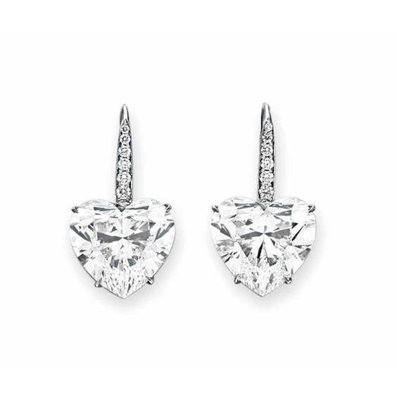 3 Carats Heart And Round Real Diamond Earring Gold Women Jewelry - Drop Earrings-harrychadent.ca