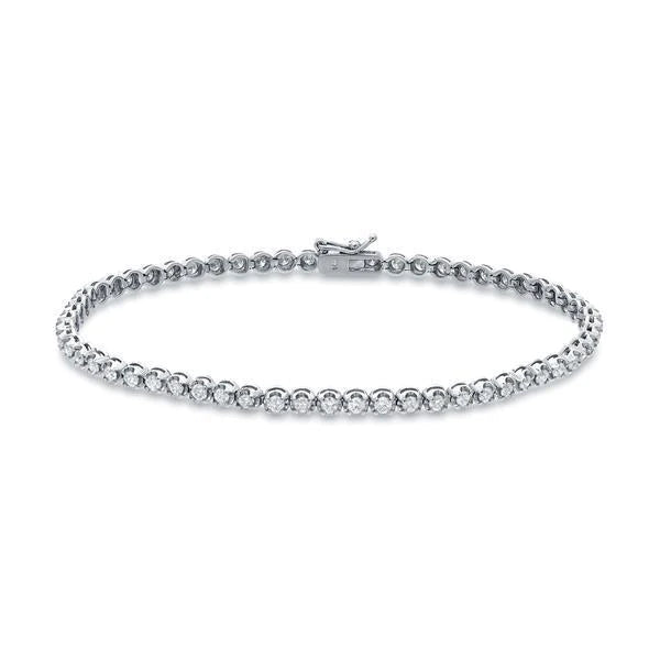 3 Carats Lady Round Cut Real Diamond Tennis Bracelet White Solid Gold 14K