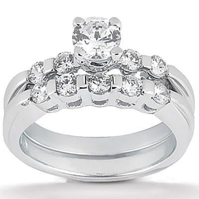 3 Carats Natural Diamond Engagement Ring Set White Gold 14K