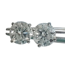 3 Carats Natural Diamond Pair Round Stud Solitaire Earrings White Gold