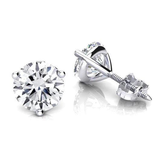 3 Carats Natural Diamonds Women Stud Earrings White Gold 14K