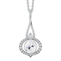 14 Karat White Gold Twisted Shank Fine Diamond Drop Pendant 1.50