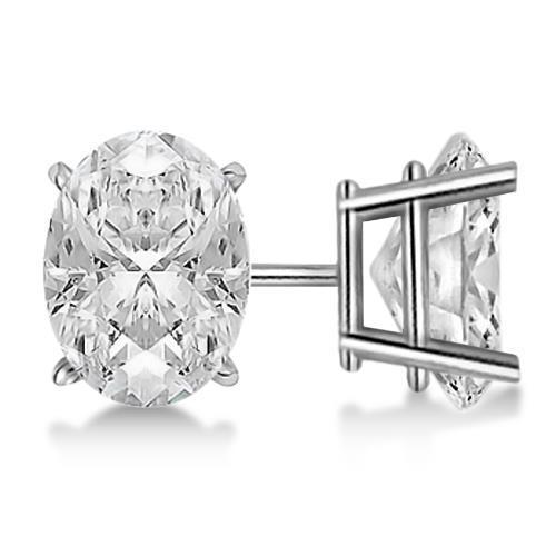 3 Carats Oval Cut Genuine Diamond Stud Earring Solid White Gold Jewelry