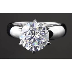 3 Carats Real Natural Earth Mined Diamond Solitaire Engagement Ring Prong Setting White Gold 14K