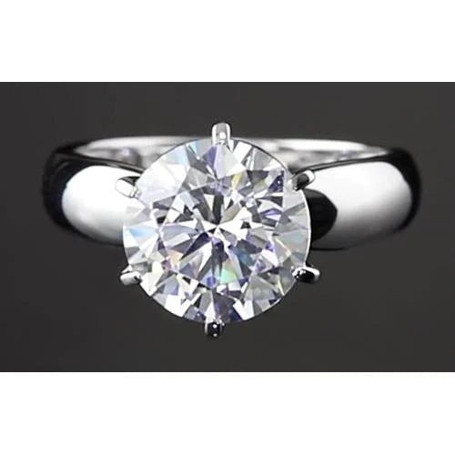 3 Carats Real Diamond Solitaire Engagement Ring Prong Setting White Gold 14K