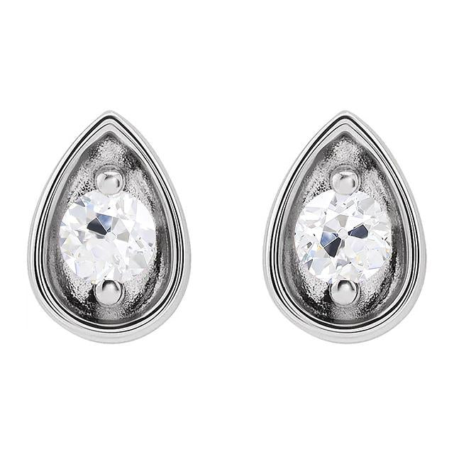 3 Carats Real Diamond Studs Old Miner Teardrop Shape Women's Jewelry