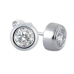 3 Carats Real Diamonds Stud Earrings White Gold 14K