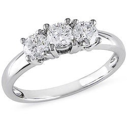 3 Carats Real Natural Earth Mined Diamonds Wedding Ring Three Stone Round Cut