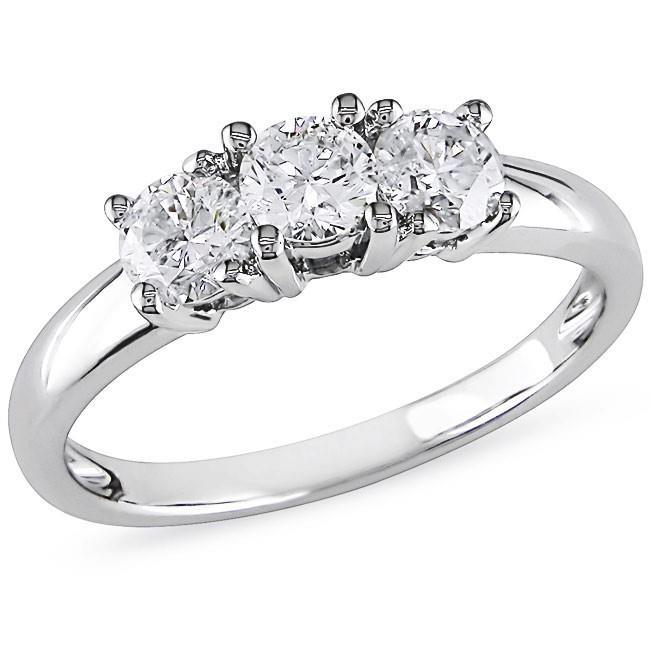 3 Carats Real Diamonds Wedding Ring Three Stone Round Cut