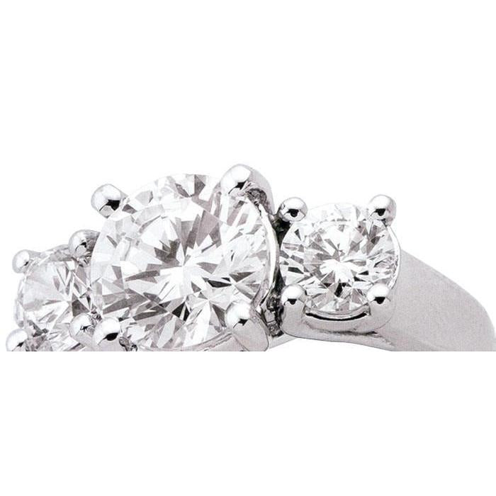 3 Carats Real Three Stone Round Diamond Engagement Ring