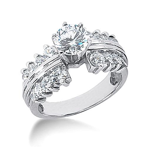 3 Carats Round Antique Style Real Diamond Anniversary Ring White Gold 14k