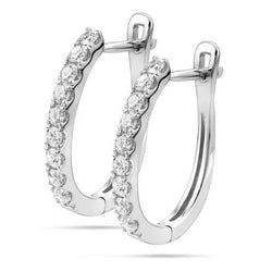 3 Carats Round Cut Real Diamond Hoop Earring Solid Gold Women Jewelry