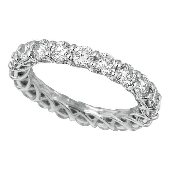 3 Carats Round Genuine Diamond Eternity Ring Band Solid Gold 14K