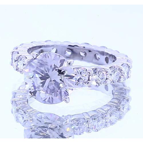 3 Carats Round Natural Diamond Engagement Ring