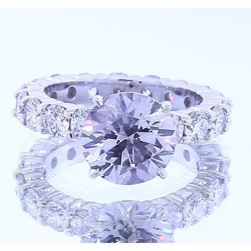 3 Carats Round Natural Diamond 4 Prong Setting Engagement Ring