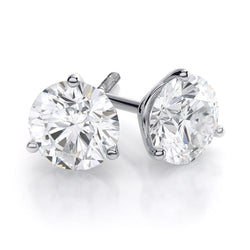 3 Carats Round Prong Set Real Diamond Earring Stud White Gold Lady Jewelry