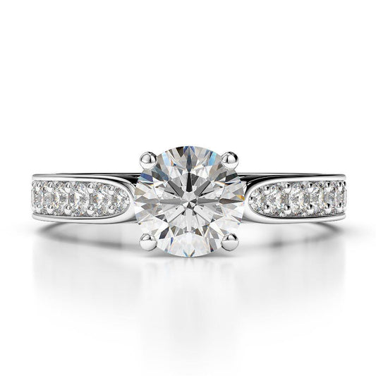 3 Carats Sparkling Genuine Diamond Engagement Ring White Gold 14K Jewelry