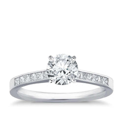 3 Carats Sparkling Real Natural Earth Mined Diamond Ring With Accents 14K White Gold