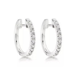 3 Carats Sparkling Round Cut Real Diamonds Hoop Earrings White Gold