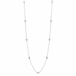 3 Carats Station Real Diamond Necklace White Gold 14K