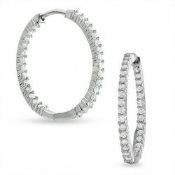 3 Carats Women Hoop Earrings Real Sparkling Diamonds White Gold