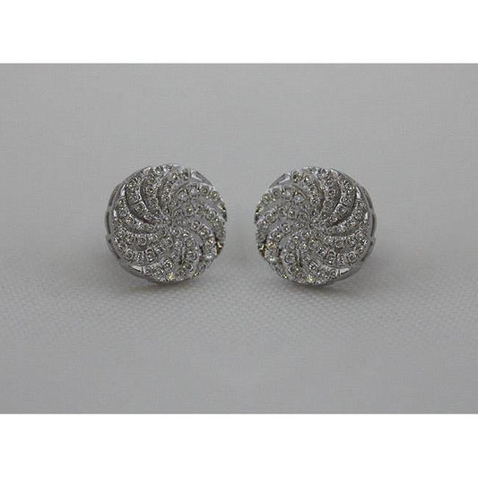 3 Ct. Round Natural Diamonds Stud Earrings White Gold