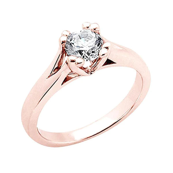 3 Ct. Round Real Diamond Solitaire Ring Rose Gold New
