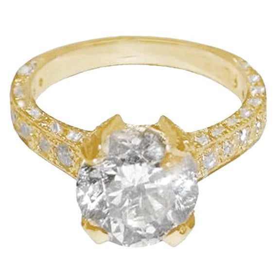 3 Ct Gorgeous Genuine Diamond Anniversary Ring Yellow Gold
