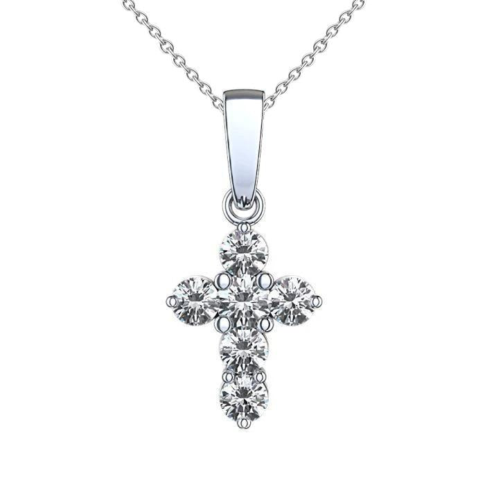 3 Ct Gorgeous Round Brilliant Cut Genuine  Diamonds Cross Pendant Necklace