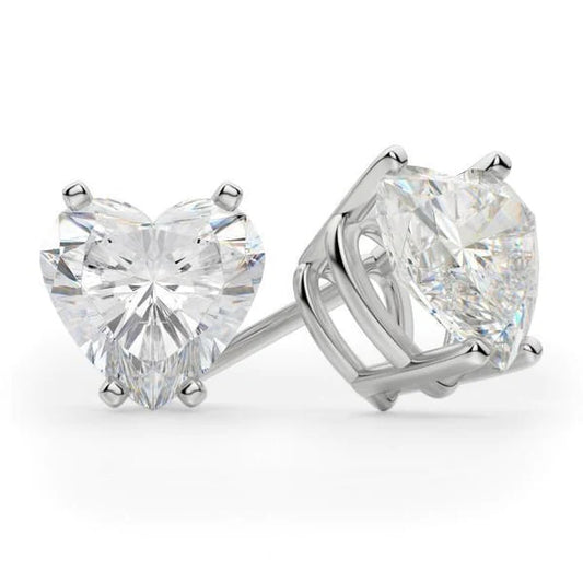 3 Ct Heart Cut Natural Diamond Women Stud Earring White Gold Fine Jewelry