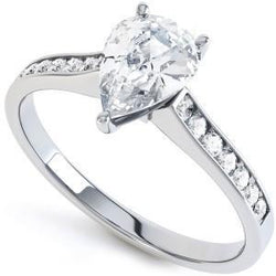 3 Ct Pear And Round Cut Sparkling Real Diamonds Wedding Ring