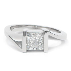 3 Ct Princess Cut Real Diamond Engagement Ring White Gold 14K