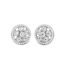 3 Ct Real Diamonds Studs Halo Earring White Gold