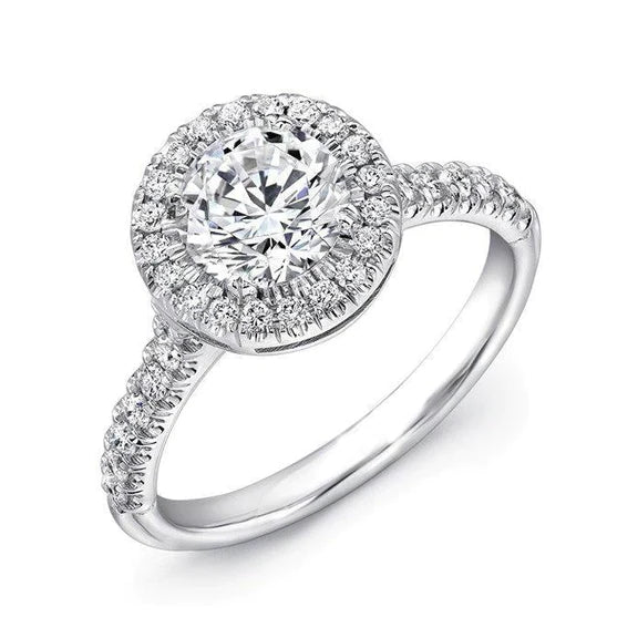 3 Ct Round Cut Genuine Diamonds Halo Ring White Gold