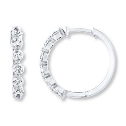 3 Ct Round Hoop Genuine Natural Earth Mined Diamond Earring Solid 14K White Gold