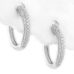 3 Ct Round Natural Earth Mined Diamond Women Hoop Earring 14K White Gold