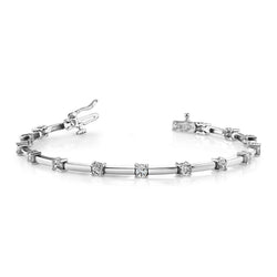 3 Ct Round Prong Setting Genuine Diamond Lady Tennis Bracelet White Gold