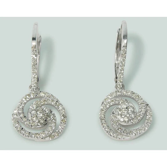 3 Ct Round Real Diamond Circle Drop Dangle Earring 14K White Gold