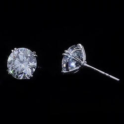 3 Ct Solitaire Round Cut Real Diamond Studs Earring White Gold Women