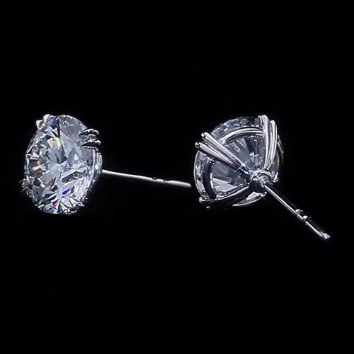  Solitaire Round Cut Real Diamond Studs Earring White Gold Women