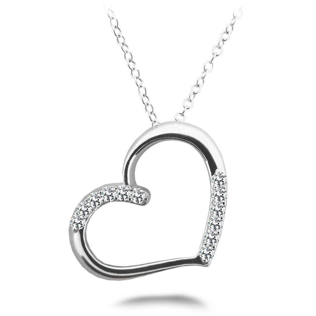 3 Ct Sparkling Round Cut Real Diamonds Heart Pendant Necklace White Gold