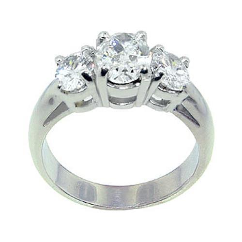 3 Cts. Real Diamonds Engagement Ring 3 Stone White Gold
