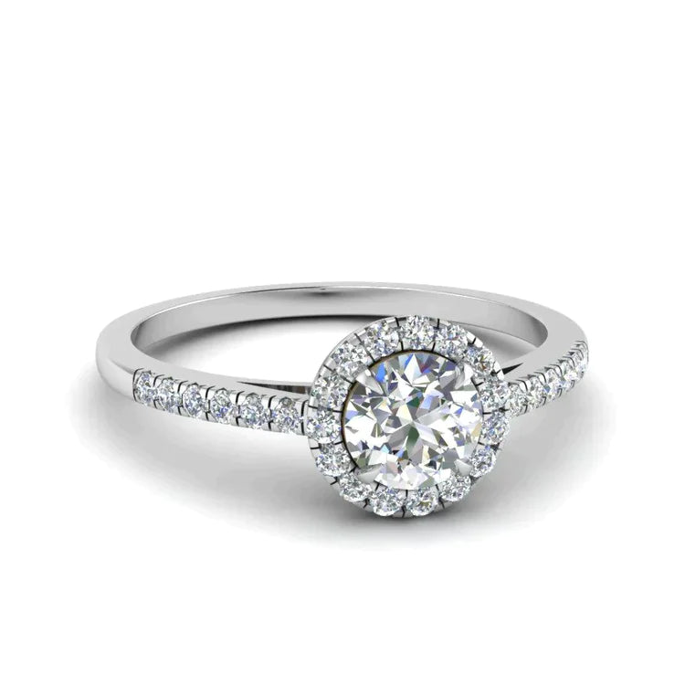 3K Genuine Diamond Halo Wedding Ring