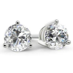 3 Prong Set Brilliant Cut Real 5.50 Ct Diamonds Studs Earrings White Gold