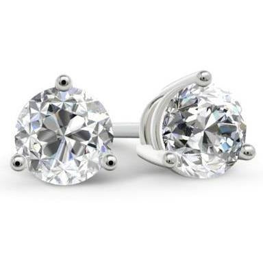 3 Prong Set Brilliant Cut Real 5.50 Ct Diamonds Studs Earrings White Gold - Stud Earrings-harrychadent.ca