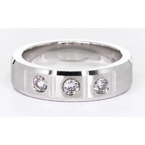 3 Round Gypsy Real Diamonds Anniversary Band White Gold 14K 0.75 Carats