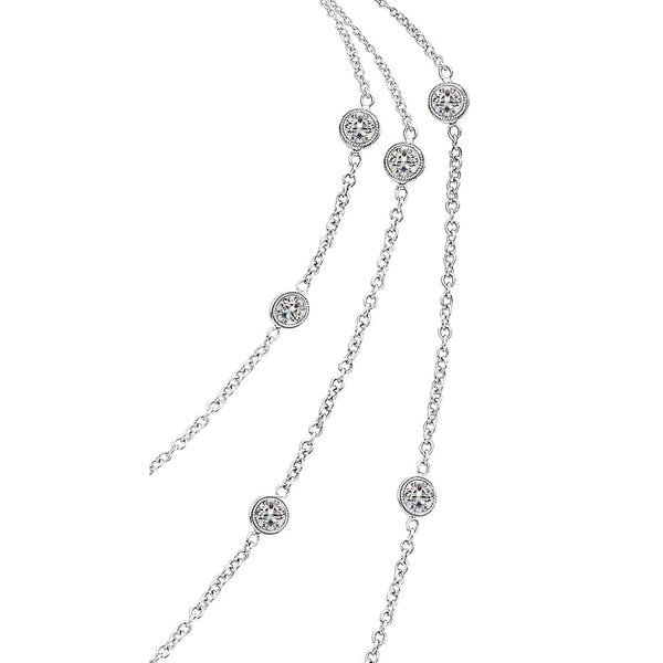 3 Row Real Layered Diamond Necklace