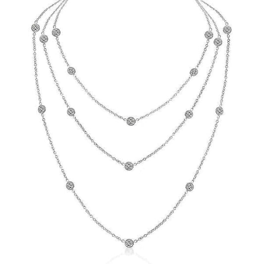 3 Row Real Layered Diamond Necklace