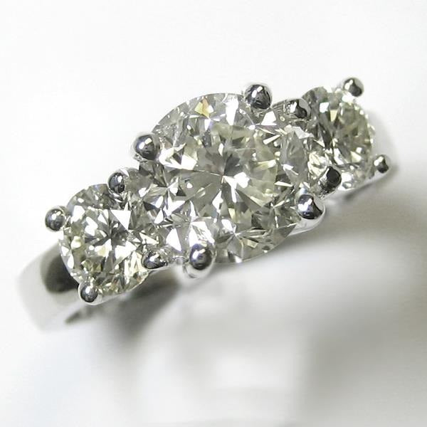 3 Stone Big Natural Round Diamond Ring Fine Jewelry 5 Carats 14K White Gold - Three Stone Ring-harrychadent.ca