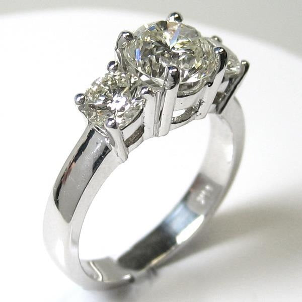 3 Stone Big Natural Round Diamond Ring Fine Jewelry 5 Carats 14K White Gold - Three Stone Ring-harrychadent.ca